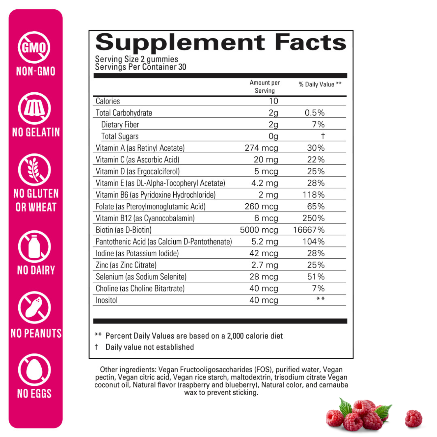 Wellvites Beauty- Hair, Skin & Nails Sugar Free Gummies - Supplement facts