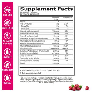Wellvites Beauty- Hair, Skin & Nails Sugar Free Gummies - Supplement facts