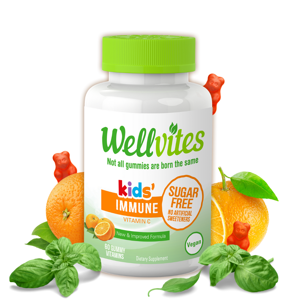 Wellvites Kids Immune guumies, vitamin c gummy vitamin, sugar free, vegan